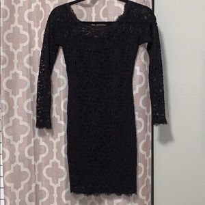 Black lace long sleeve dress